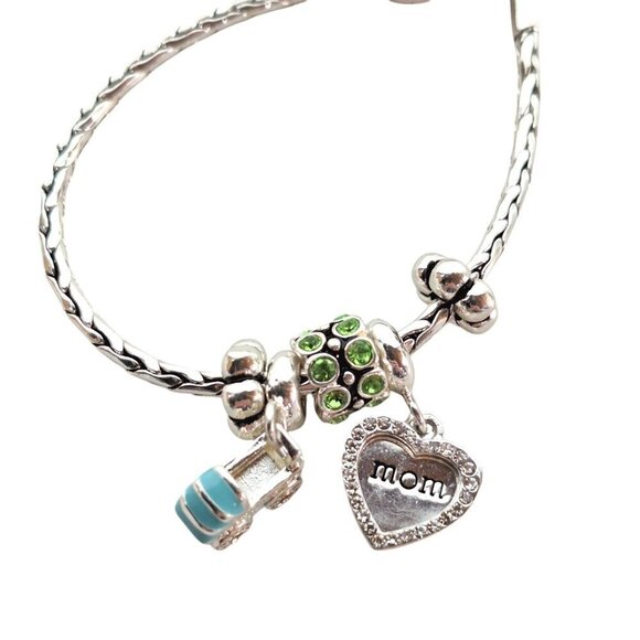 Davinci Silver Tone Charm Bracelet Mom Baby Carriage - Picture 2 of 6